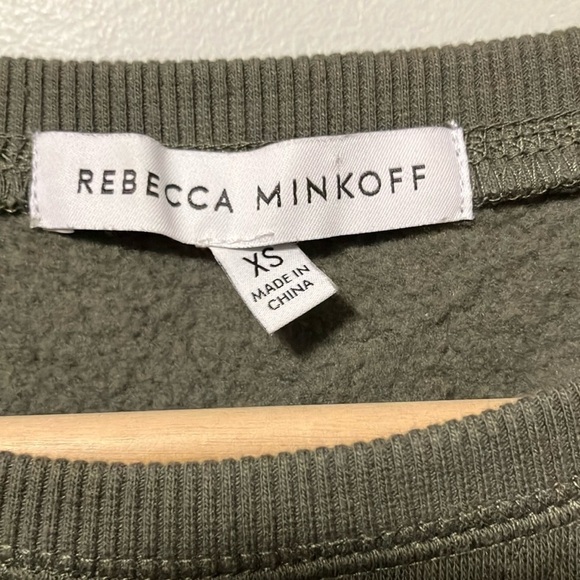 Rebecca Minkoff Janine Olive Green Puff Sleeve Sweatshirt - Picture 4 of 7
